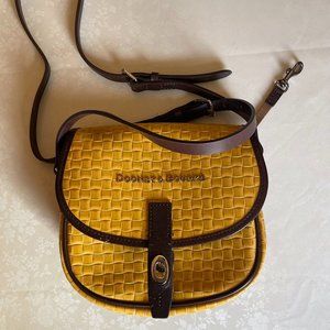 *HARD TO FIND* Dooney & Bourke Yellow Woven Leather Small Round Crossbody Field